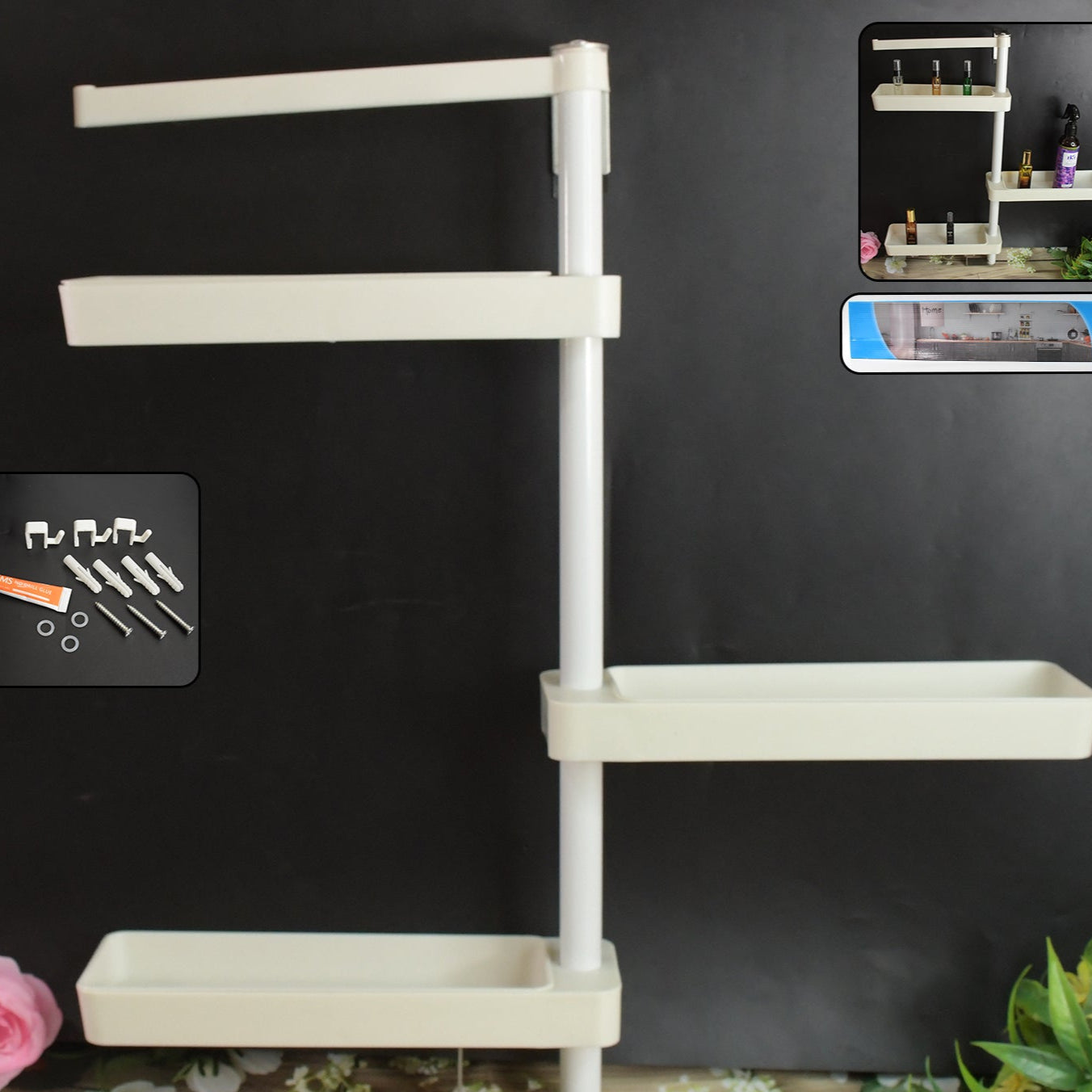 Kitchen Organization Rotating Shelf Storage Racks Multipurpose Adjustable (1 Set) - Happy Price - Image 1