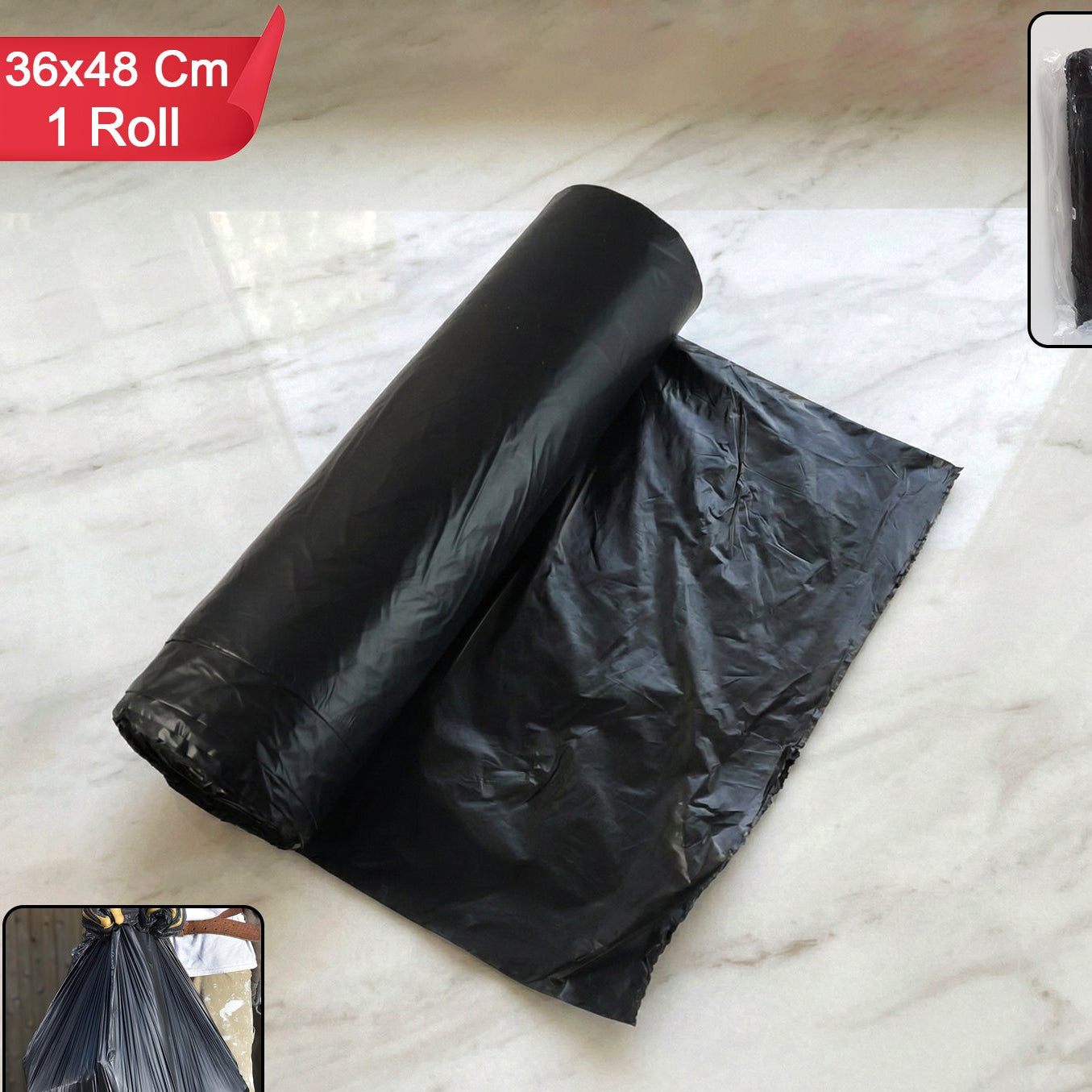 Heavy-Duty Black Garbage Bags Roll - 1 Roll for Home & Commercial Waste - Happy Price - Image 1