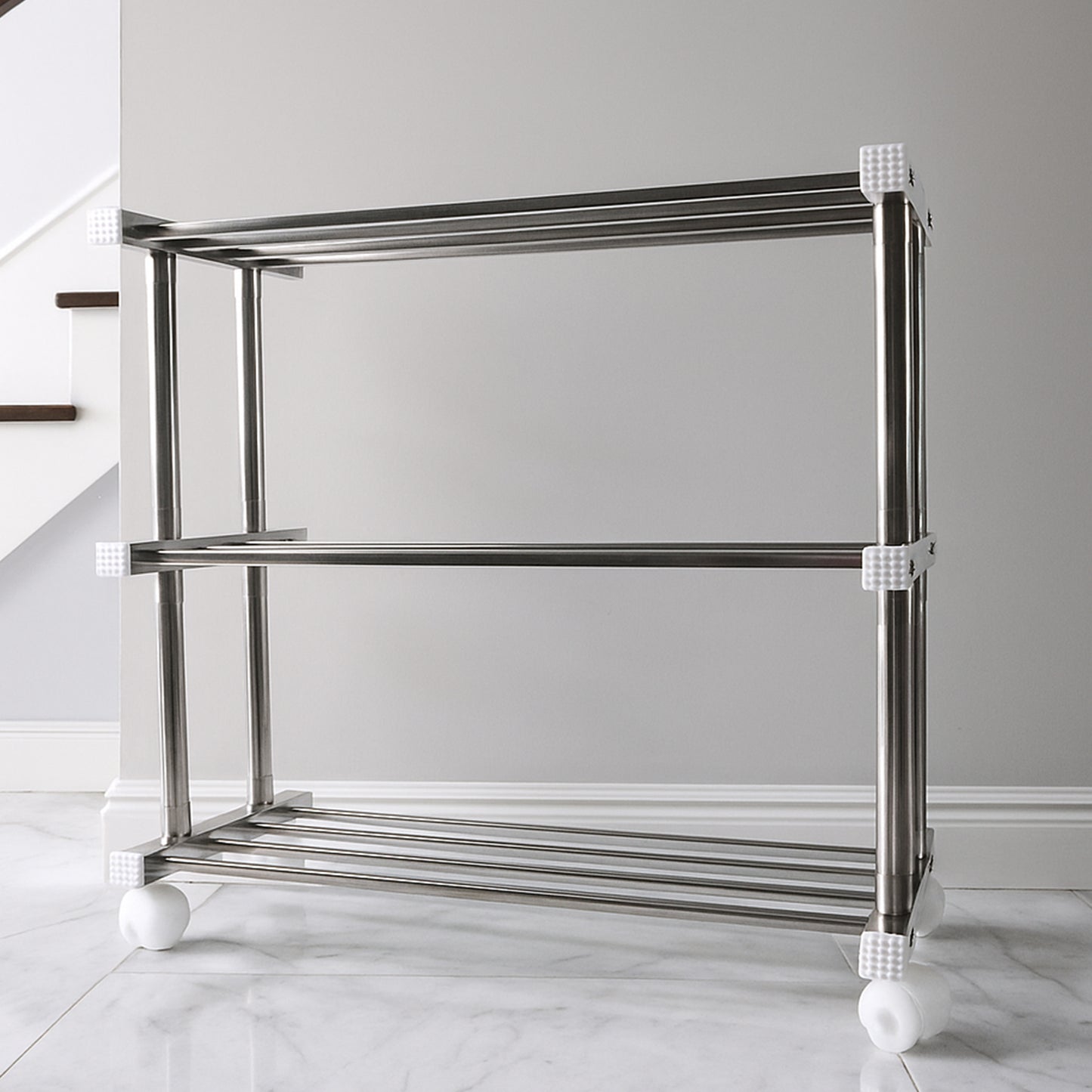 3-Tier Stainless Steel Shoe Rack Organizer - Multipurpose Storage Stand (1 Pc) - Happy Price - Image 5