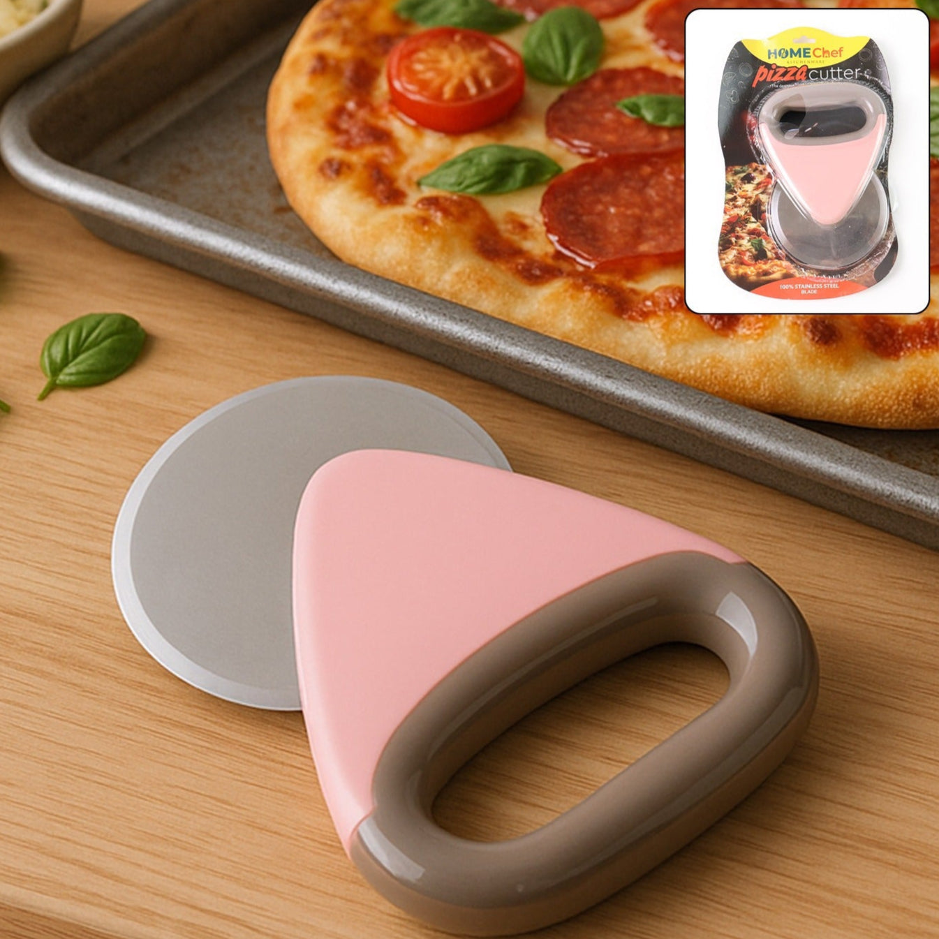 Homechef Ergonomic Pizza Cutter With Stainless Steel Rotating Blade (1 Pc) - Happy Price - Image 1