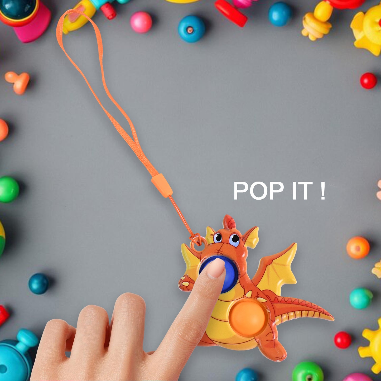 2-bubble Dragon-shaped Push Pop Fidget Toy With Strap (1 Pc) - Happy Price - Image 4