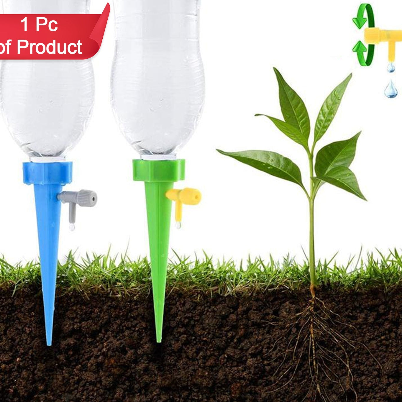 Plant Watering Spikes Self Watering Spikes Water Dripper For Plants Adjustable Plant Watering Devices With Slow Release Control Valve Switch (1pc) - Happy Price - Image 1