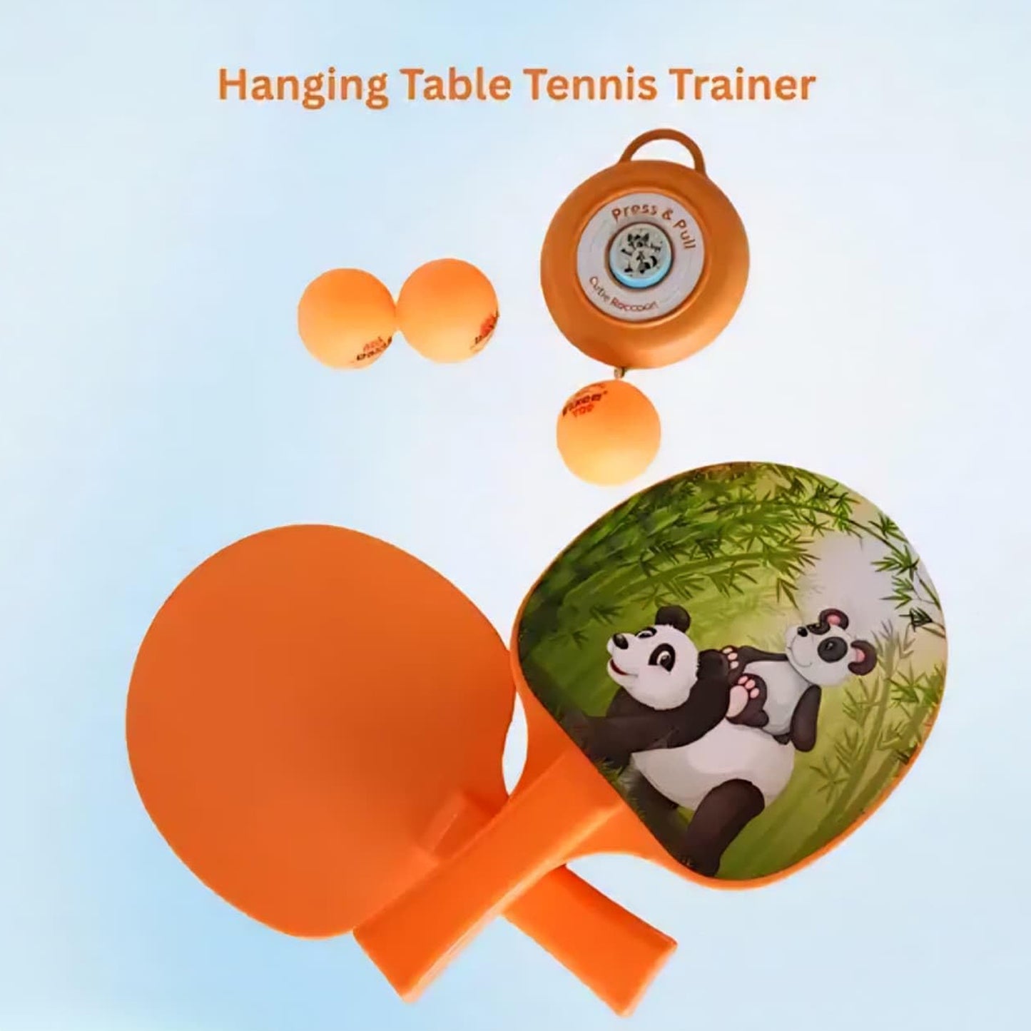 Indoor Ping Pong Trainer Set with 2 Paddles & 3 Balls - Panda Design (1 Set) - Happy Price - Image 5