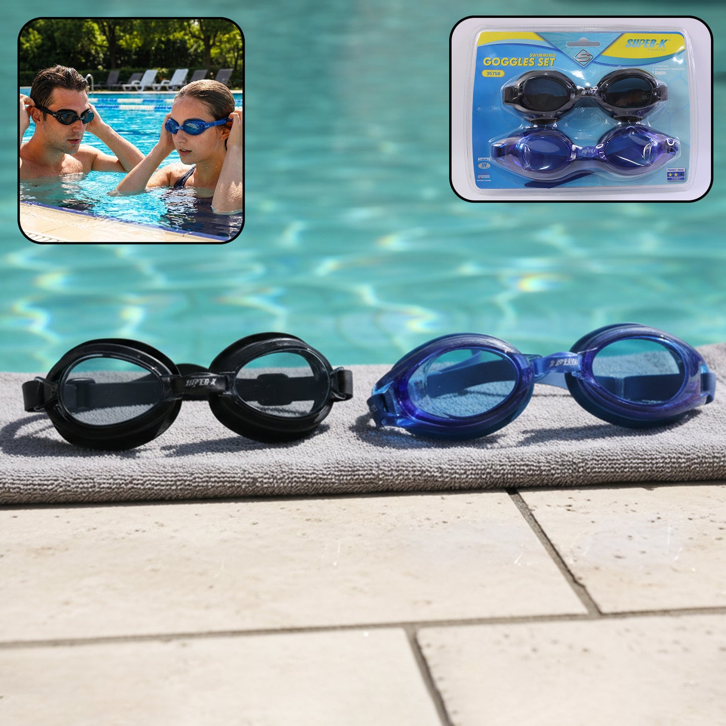 Swimming Goggles Set for Adults & Kids - 2 Piece Pack - Happy Price - Image 2