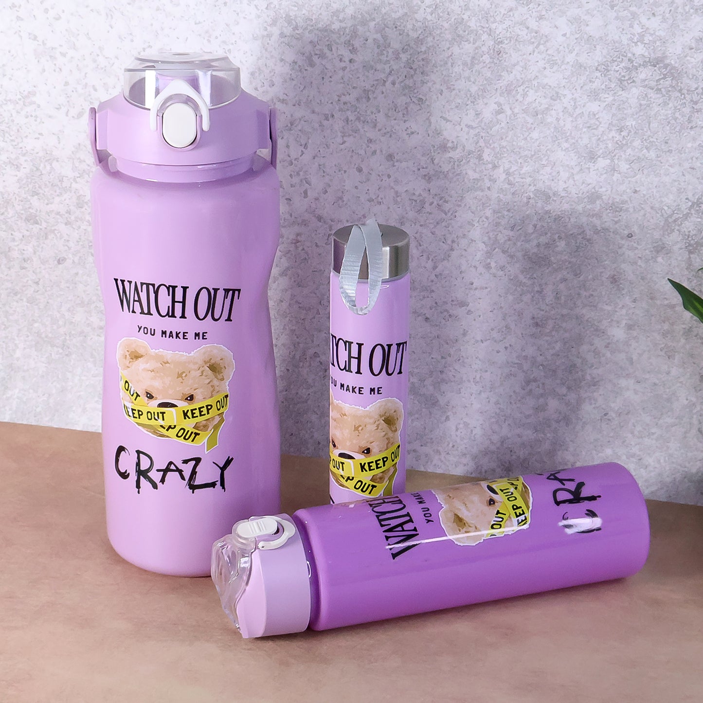 Set of 3 Printed Water Bottles - 2000ml, 900ml, 300ml - Happy Price - Image 4