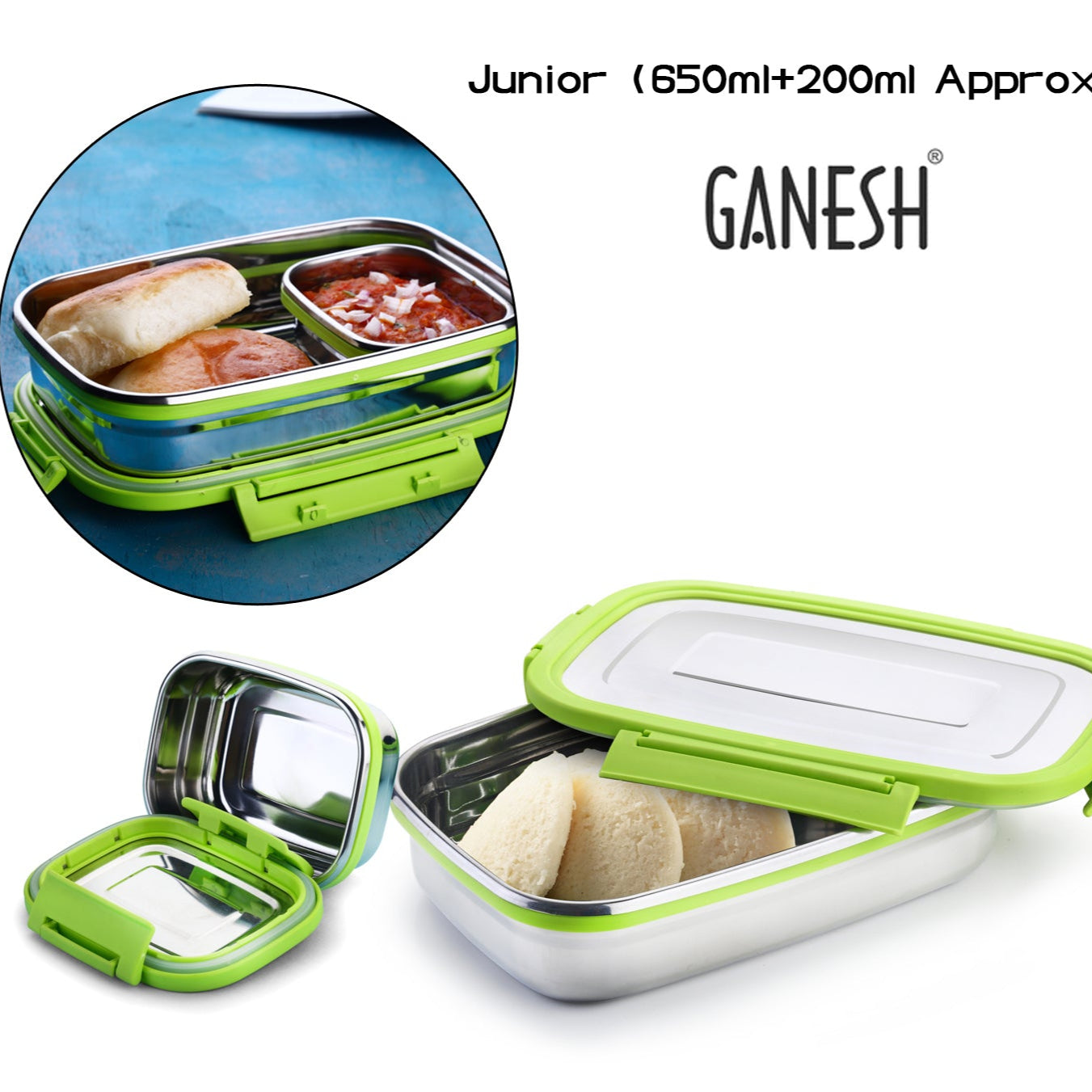Ganesh Junior Stainless Steel Lunch Pack For Office  School Use - Happy Price - Image 1