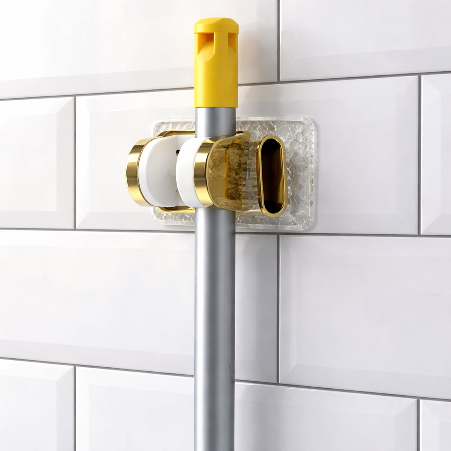 Wall Mounted Broom and Mop Holder with Strong Grip Clips - 1 Pc - Happy Price - Image 3