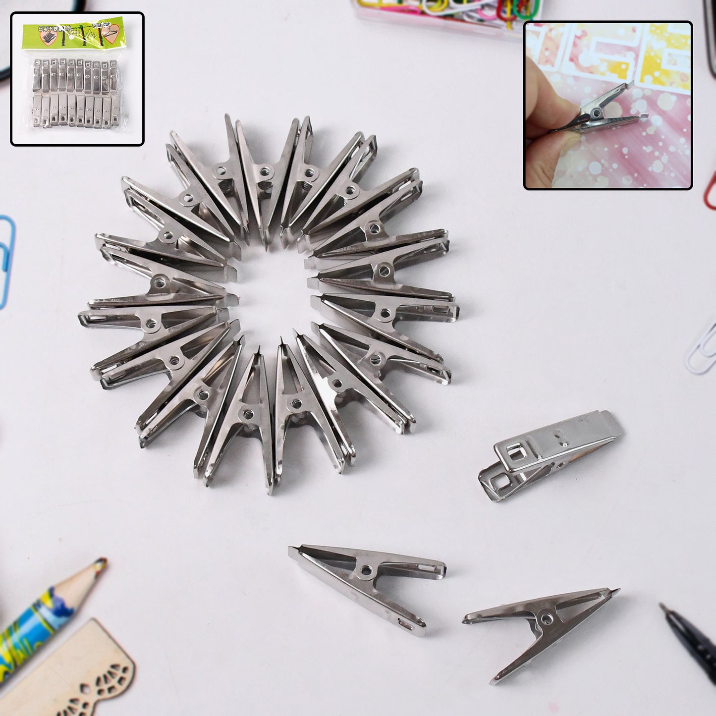 Cloth Drying Pins Stainless Steel Cloth Clips (20 Pcs Set) - Happy Price - Image 2