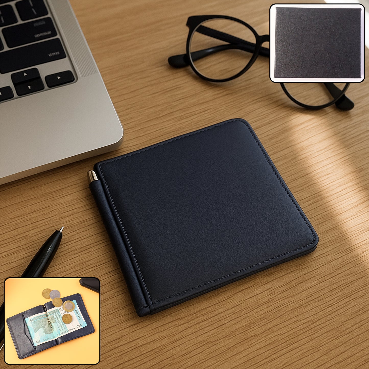 Slim Bi-Fold Men's Wallet with Gift Box - Compact Card & Cash Holder - Happy Price - Image 2