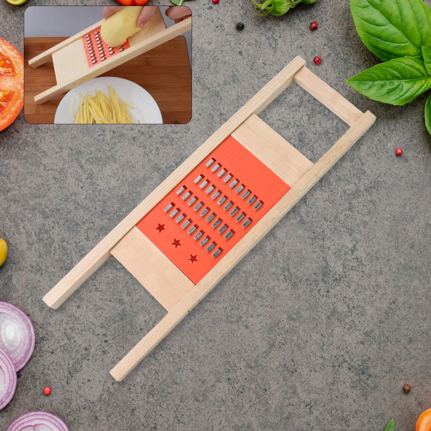 Cucumber Vegetable Slicer Salad Kitchen Wooden Shredder Cutter Grater Slicer - Happy Price - Image 2