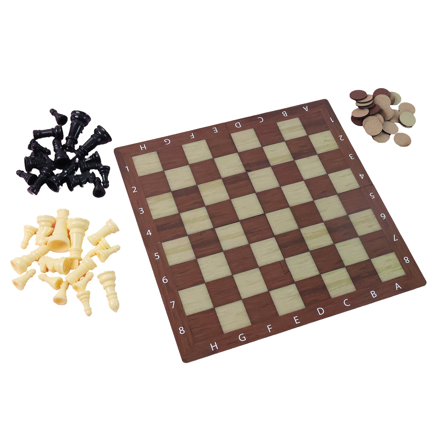 2-in-1 Chess and Checkers Travel Game Set - Foldable Board with Pieces (1 Set) - Happy Price - Image 2