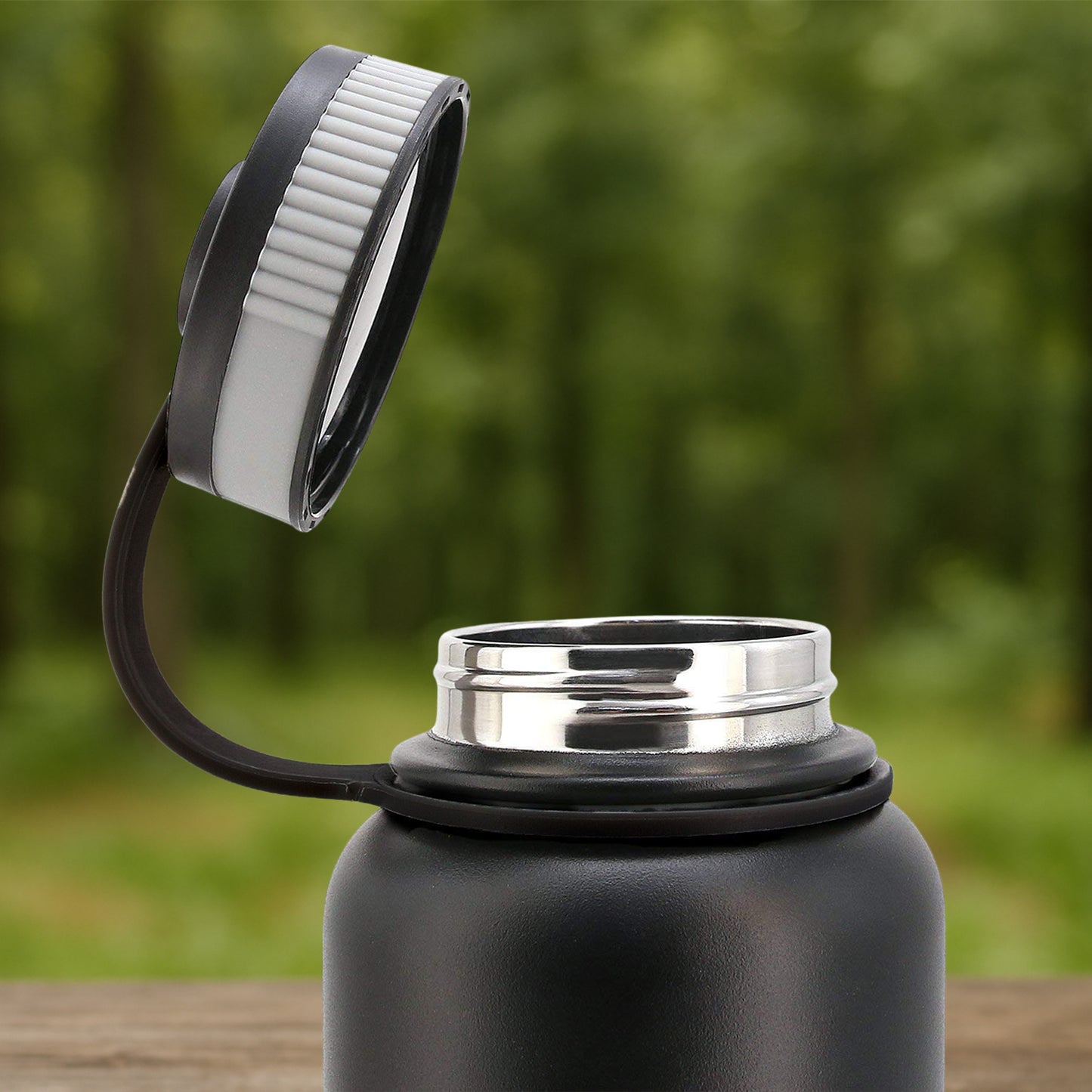 Black Stainless Steel Double Wall Vacuum-insulated Drink Water Bottle (1000 Ml) - Happy Price - Image 6