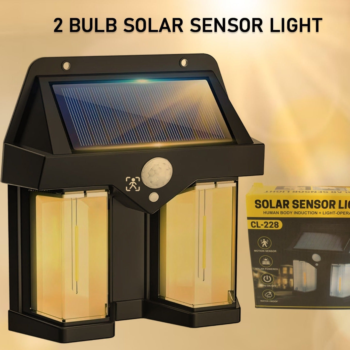 Outdoor Solar Wall Lamp Outdoor Waterproof High Quality Lamp Induction Garden Lamp Garden Villa Night Lamp Double Lamp Light (1 Pc) - Happy Price - Image 1