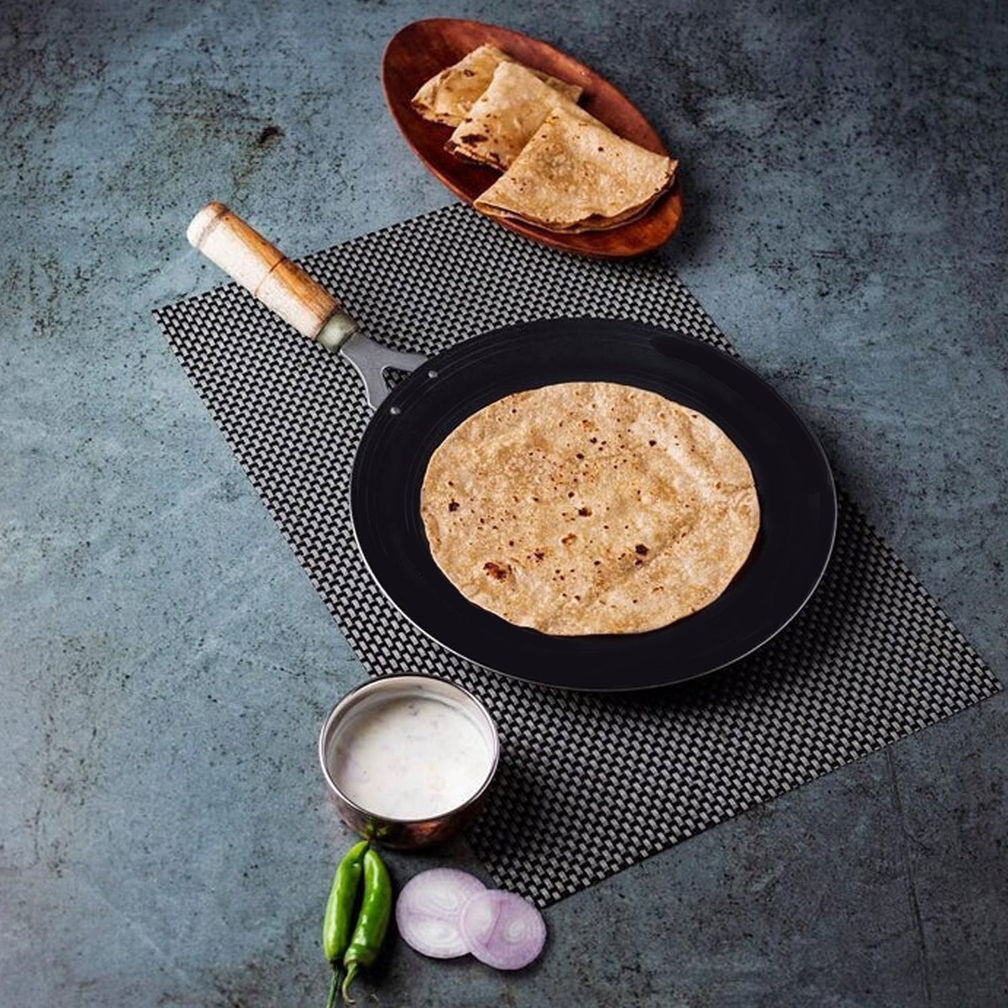 Wooden Handle Roti Tawa Used In All Household And Kitchen Purposes For Making Rotis And Parathas Etc. - Happy Price - Image 2