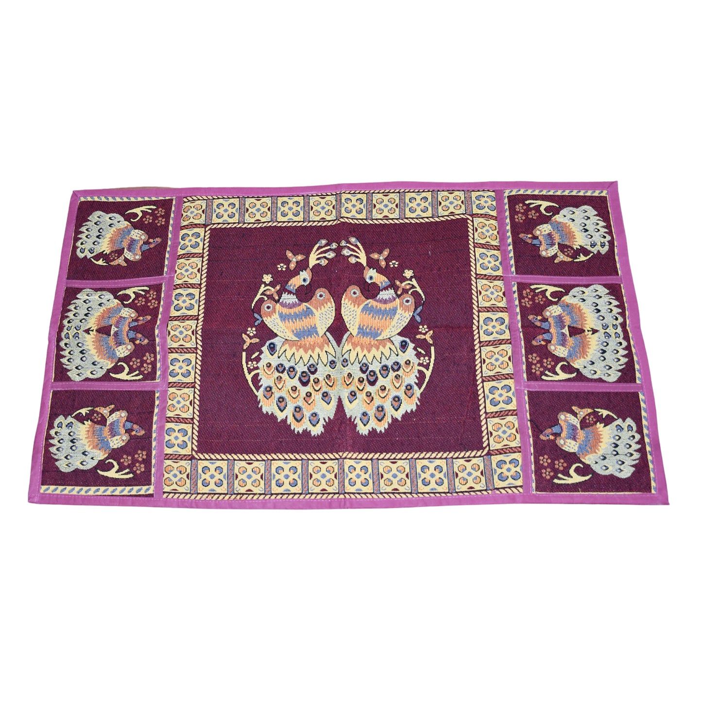 Cotton Fridge Top Cover Set - Standard Appliance Covers Fridge Dustproof Cover With Peacock Deign 6 Utility Side Pockets Fridge Cover For All Types Fridge Refrigerator Use (100x60cm) - Happy Price - Image 5
