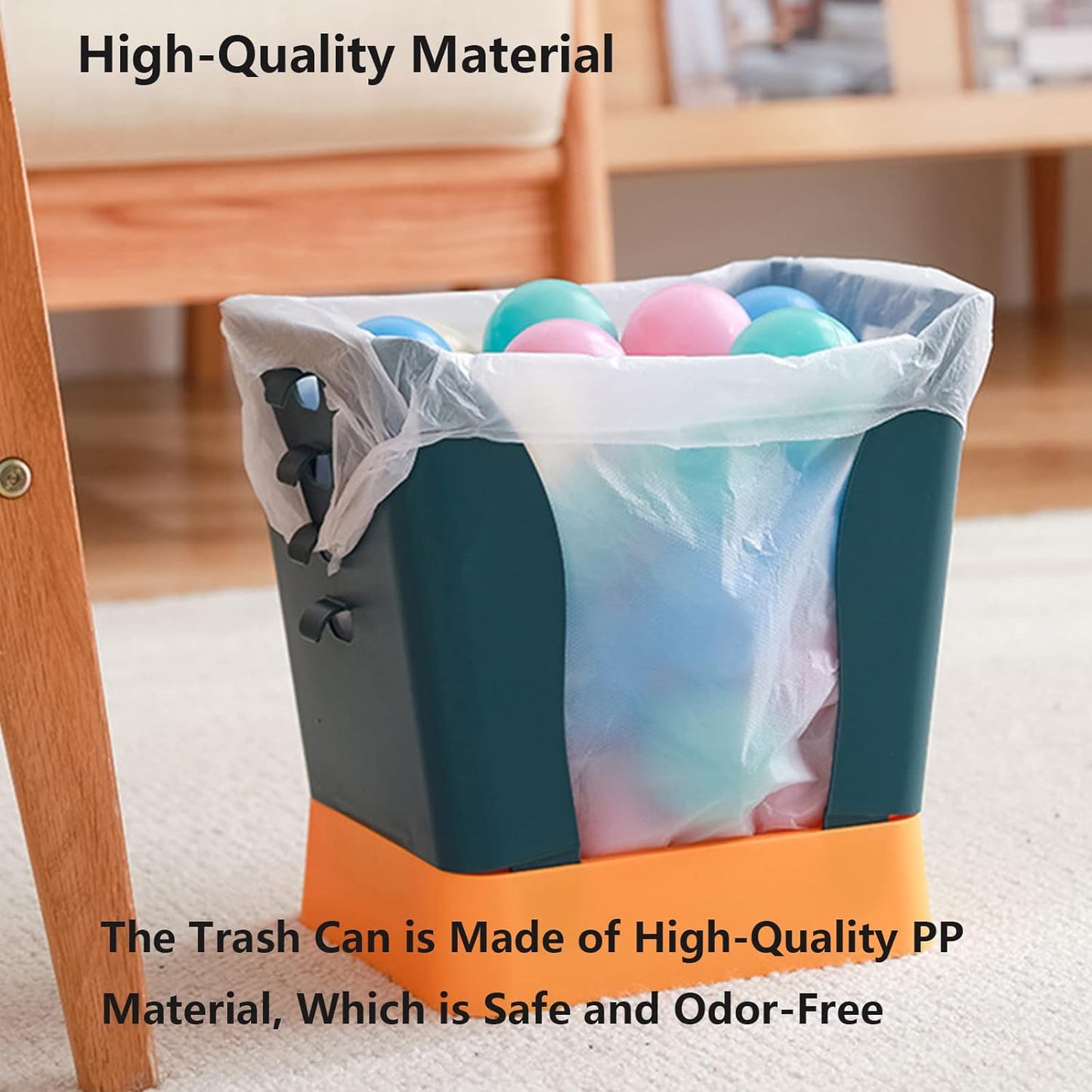 Waste Bin Trash Can Waste Container Expandable Trash Can Plastic Trash Can Plastic Garbage Can Expandable Trash Bag Holder Large Capacity For Kitchen Bathroom Living Room Bedroom Outdoor (1 Pc) - Happy Price - Image 6