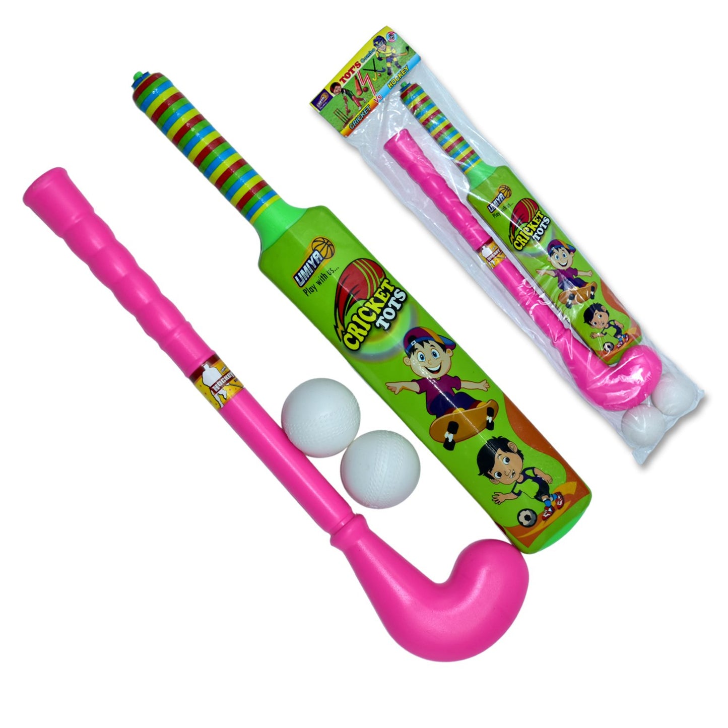 Combo Of Light Weight Plastic Bat Ball  Hockey For Kids Boys Indoor Outdoor Play - Happy Price - Image 7