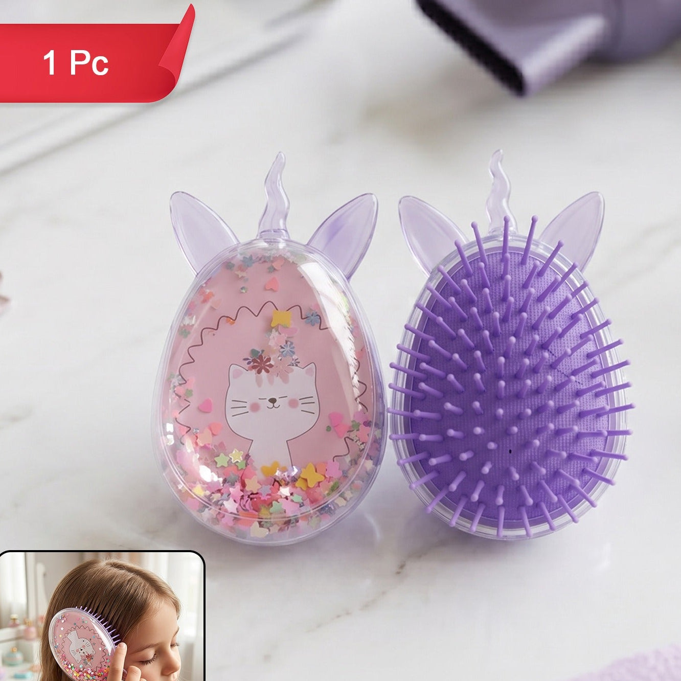 Cute Unicorn Theme Magic Floating Glitter Hair Comb (1 Pc)