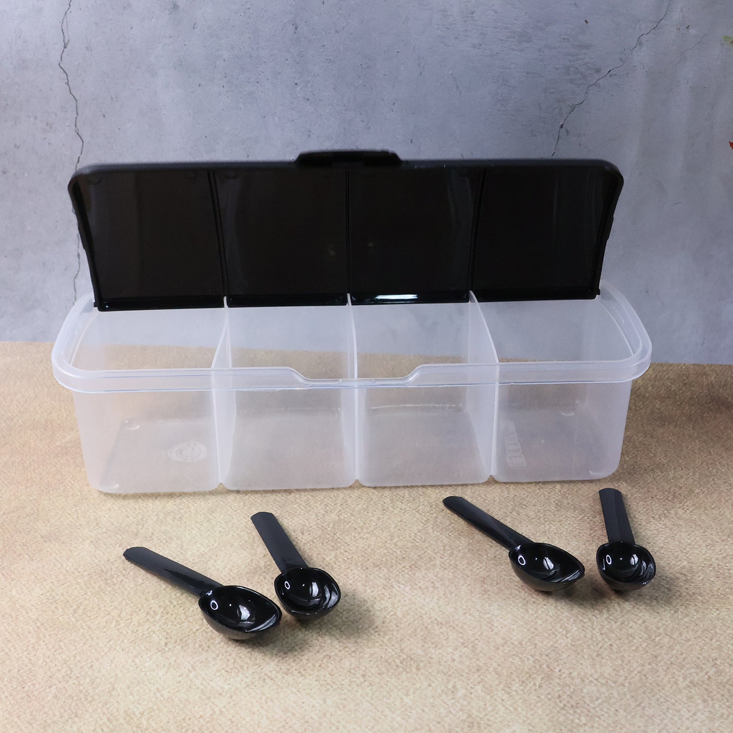 4 Section Airtight Masala Box with Spoons - Kitchen Storage Container Set - Happy Price - Image 5