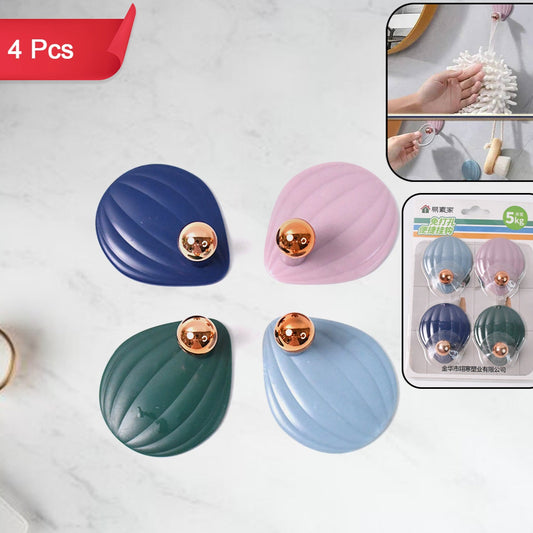 Self Adhesive Wall Hooks Waterproof Adhesive Sticky Stylish Hooks (4 Pc) - Happy Price - Image 1