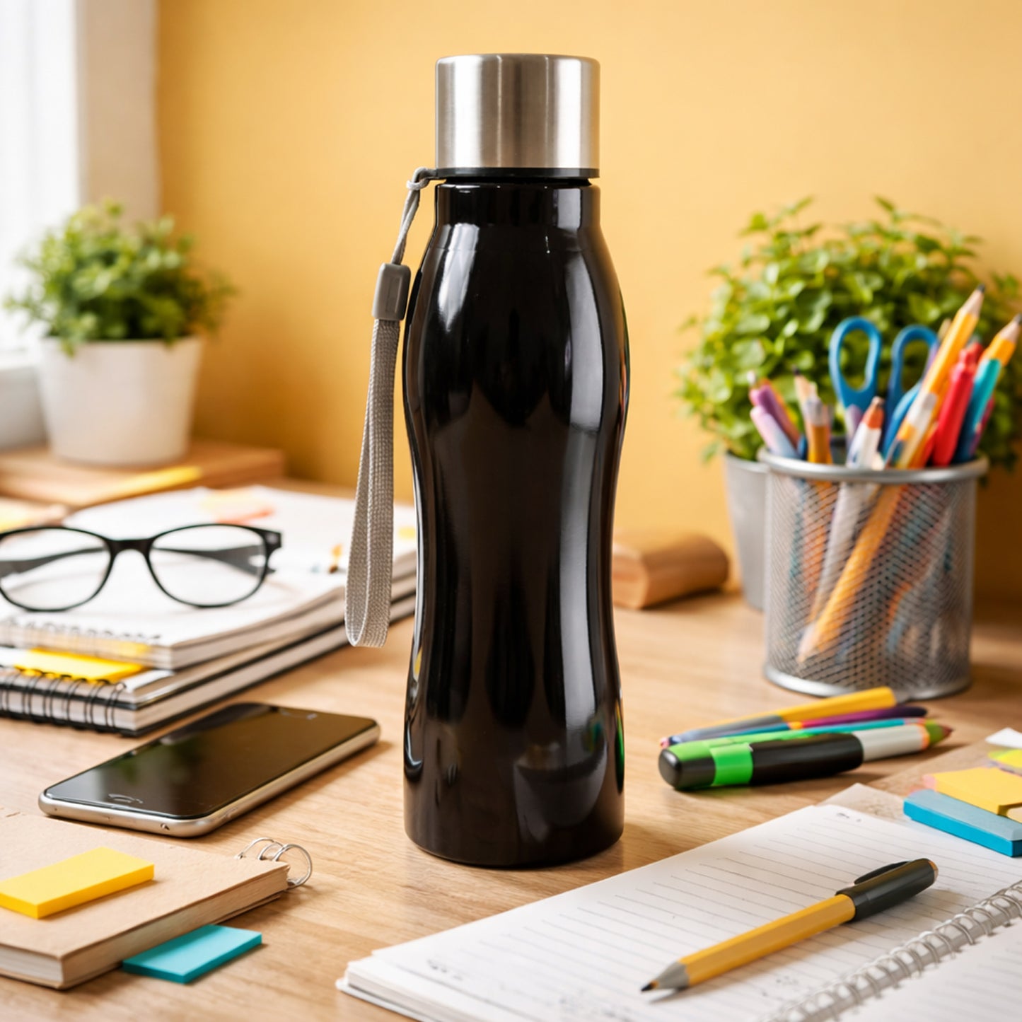 Stainless Steel Water Bottle 600 ML with Carry Strap - Happy Price - Image 6