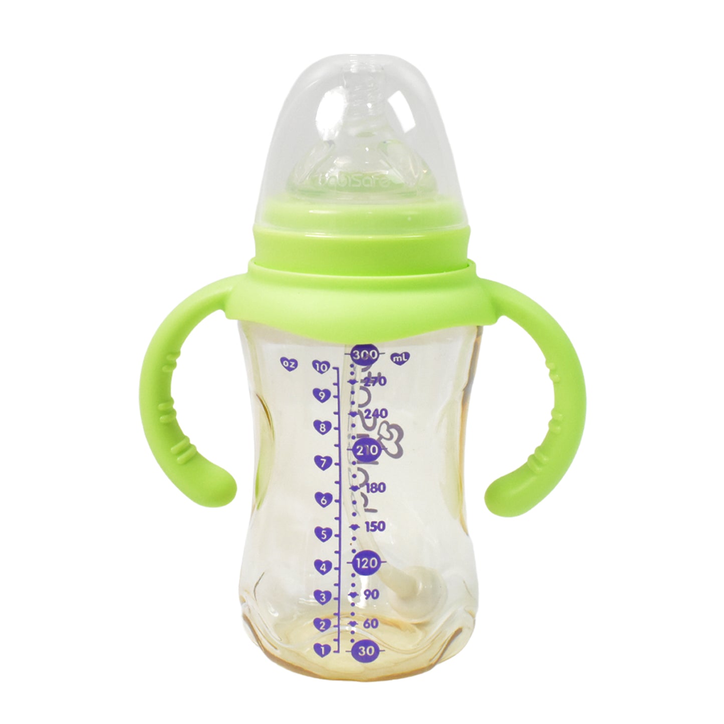 Plastic Baby Feeding Bottle With Handles Cleaning Brush  Straw (300 Ml  1 Pc) - Happy Price - Image 4