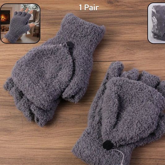 Warm Fingerless Gloves for Men & Women - 1 Pair, Convertible Mittens - Happy Price - Image 1