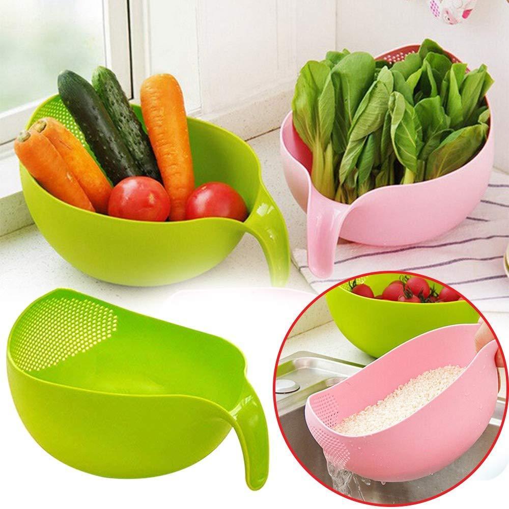 Plastic Rice Bowlfood Strainer Thick Drain Basket With Handle For Rice Vegetable  Fruit (Set Of 3pcs) - Happy Price - Image 5