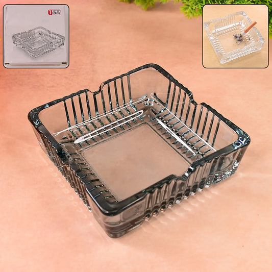 Square Glass Misti Crystal Quality Cigar Cigarette Ashtray Round Tabletop For Home Office Indoor Outdoor Home Decor - Happy Price - Image 1