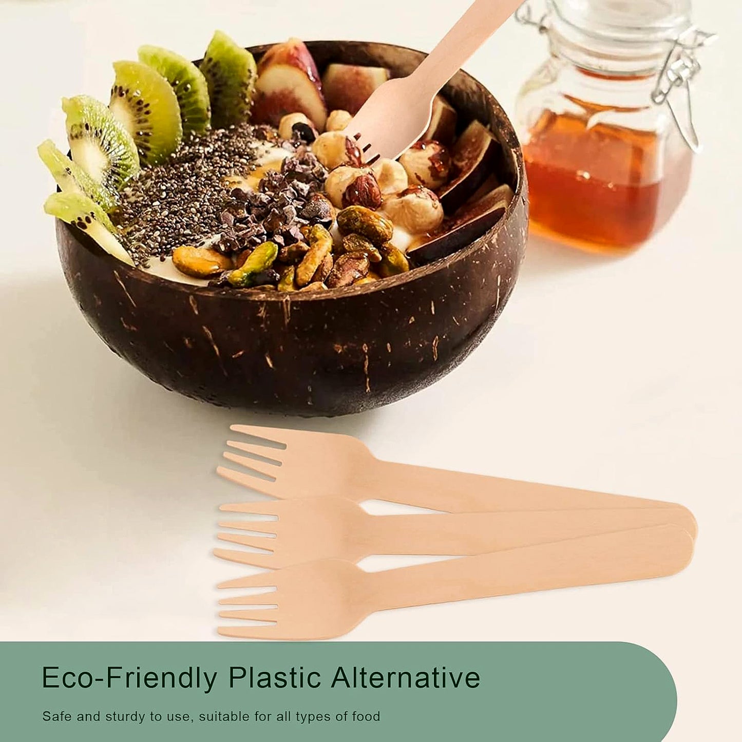 160mm Wooden Forks - 30 Pcs Pack | Smooth Birchwood Disposable Cutlery - Happy Price - Image 3