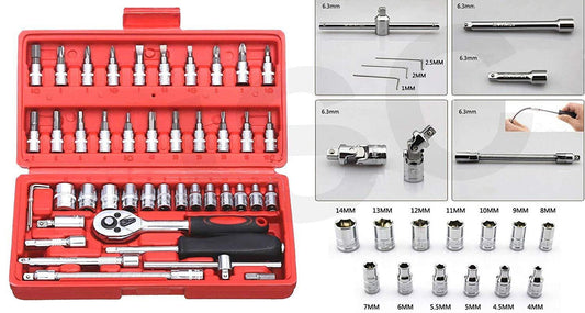 Socket 14 Inch Combination Repair Tool Kit (Red 46 Pcs) - Happy Price - Image 1