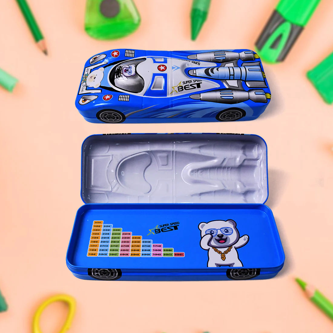 Car Shape Metal Compass Box Pencil Case For Kids Stationery Compass Box Stationery Gift For School Kids Compass Pencil Box Birthday Return Gift For Kids (1 Pc) - Happy Price - Image 6