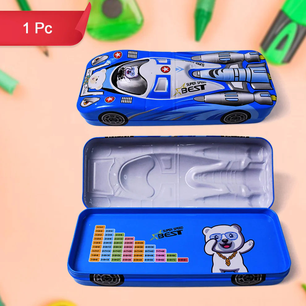 Car Shape Metal Compass Box Pencil Case For Kids Stationery Compass Box Stationery Gift For School Kids Compass Pencil Box Birthday Return Gift For Kids (1 Pc) - Happy Price - Image 1