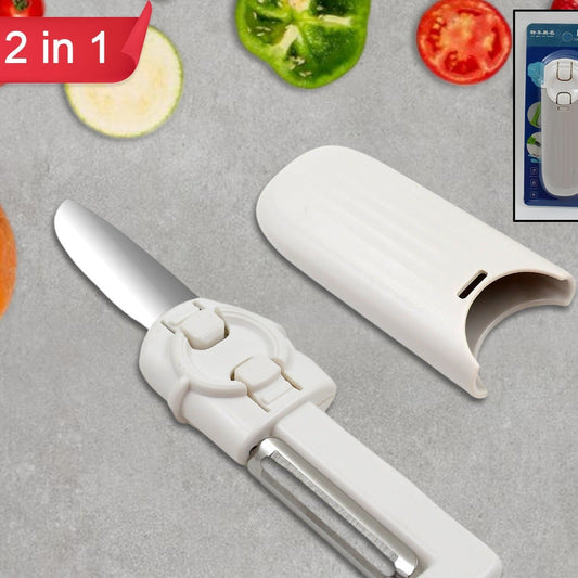 Dual-use Knife And Peeler 2-in-1 Stainless Steel Blades Wiith Case (1 Pc) - Happy Price - Image 1