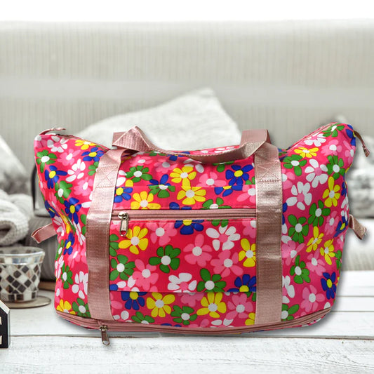 Expandable Folding Travel Duffel Bag with Wet/Dry Pocket - 6 Pockets - Happy Price - Image 1