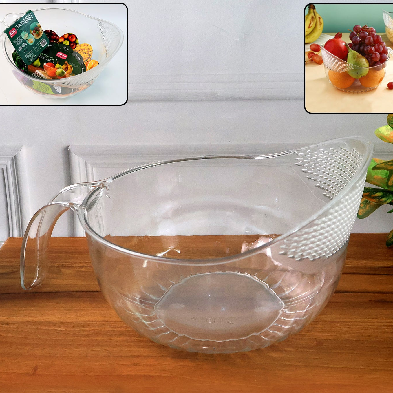Supermom Multipurpose Transparent Plastic Bowl  Basket With Handle (1 Pc) - Happy Price - Image 1