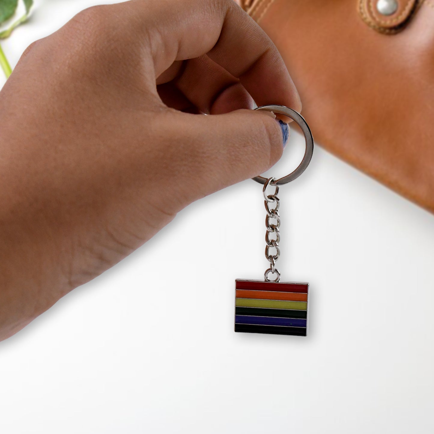Rainbow Design Metal Keyring Key Chain (1 Pc) - Happy Price - Image 2