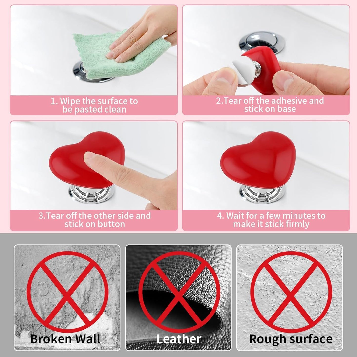 Heart Shaped Cabinet Knobs and Drawer Pulls - Set of 4 - Happy Price - Image 4