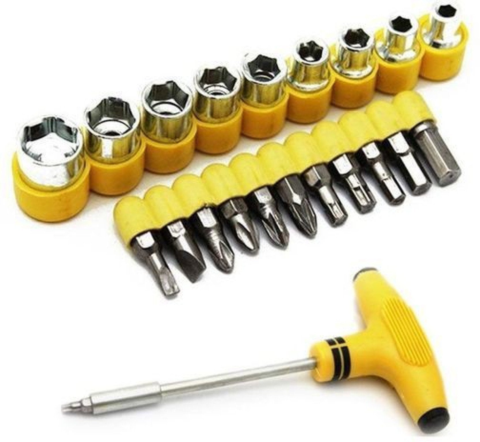 24pcs T Shape Screwdriver Set Batch Head Ratchet Pawl Socket Spanner Hand Tools - Happy Price - Image 1