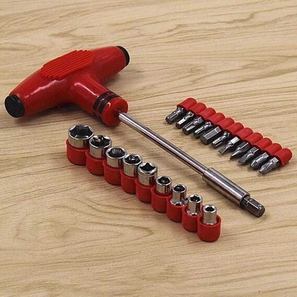 24pcs T Shape Screwdriver Set Batch Head Ratchet Pawl Socket Spanner Hand Tools - Happy Price - Image 3
