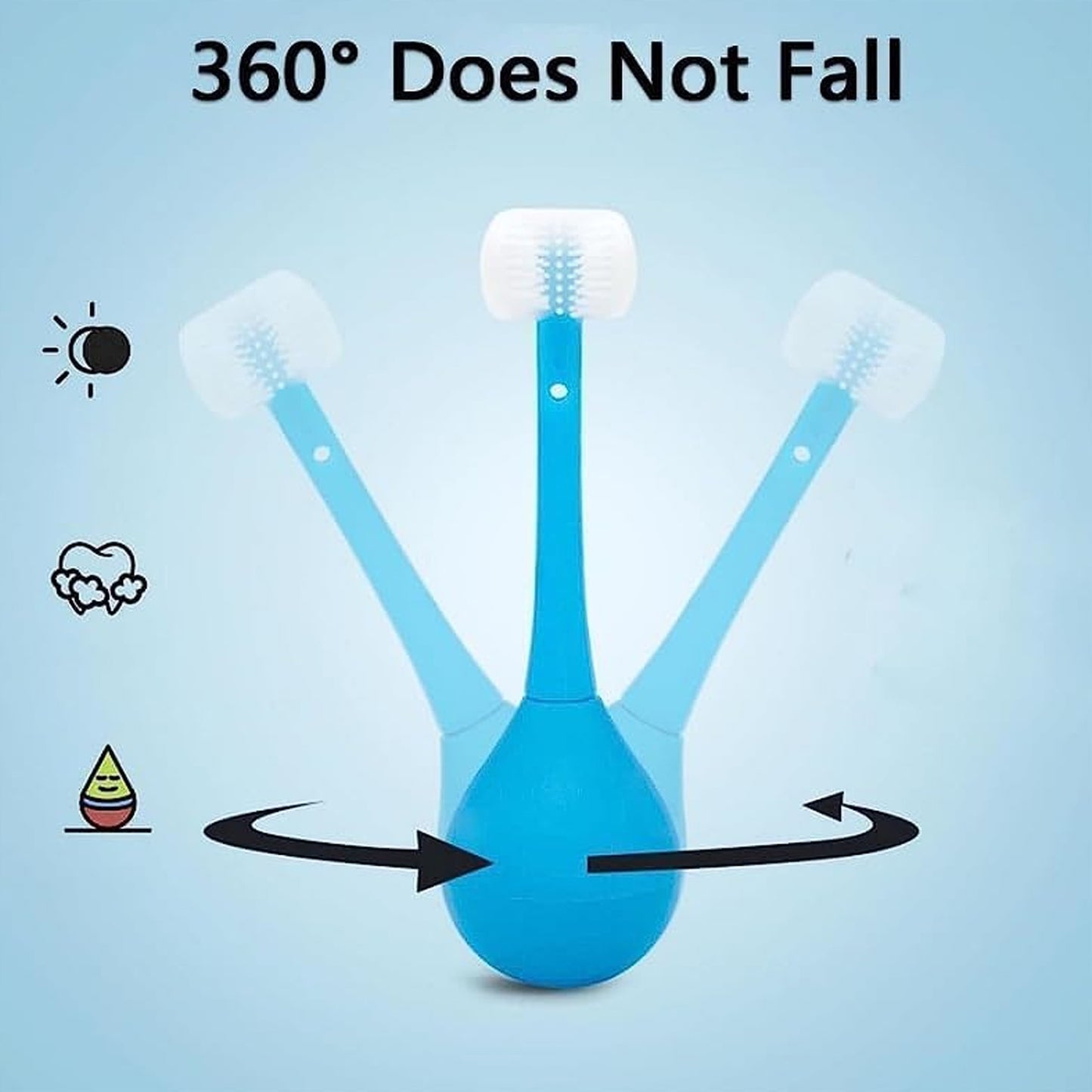 Toddler Toothbrush - Soft Bristle Toothbrush - 3-sided Training Toothbrush With Silicone Head Inverted Cleaning Toothbrush For Aged 2-12 Childrens Cleaning (1 Pc) - Happy Price - Image 6