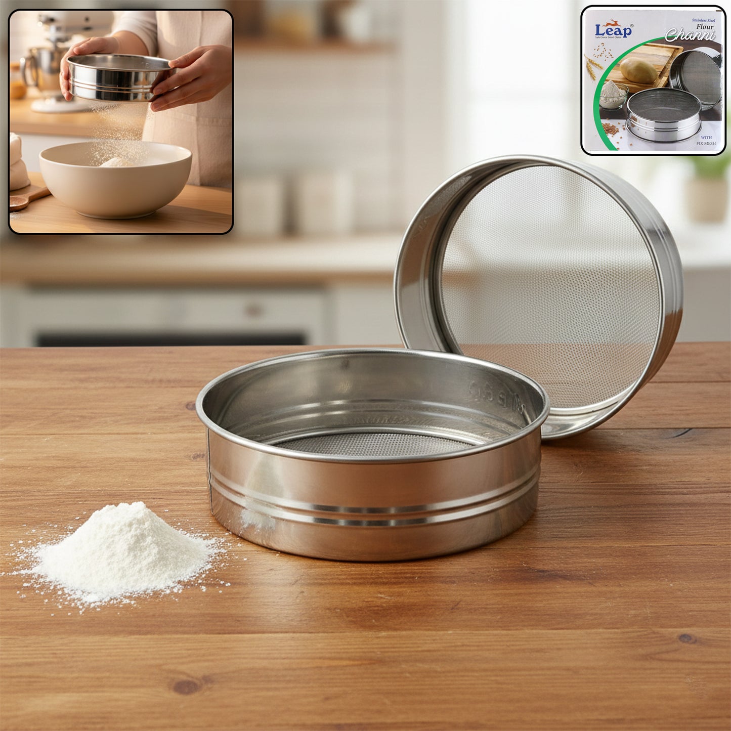 Stainless Steel Fine Mesh Sieve Set for Kitchen - 2 Pcs - Happy Price - Image 2