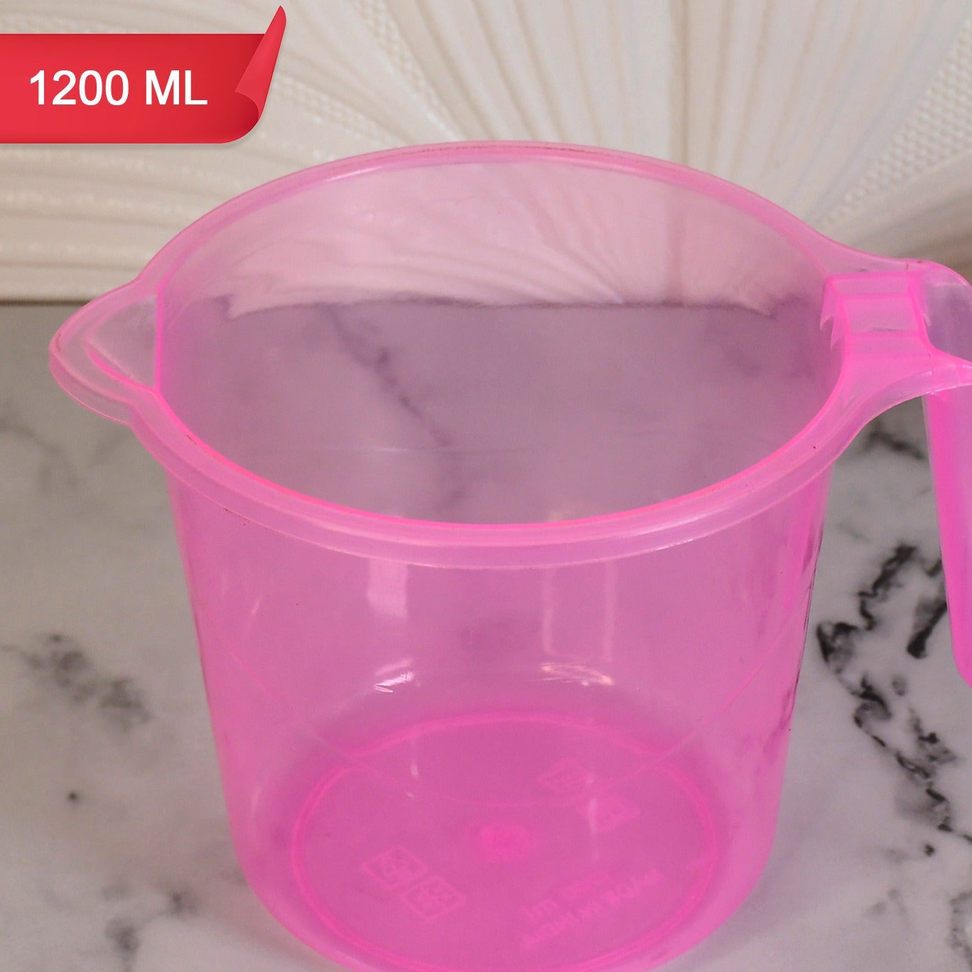 Plastic Round Transparent Bath Water Mug (1 Pc  1200 Ml  Mix Color) - Happy Price - Image 1