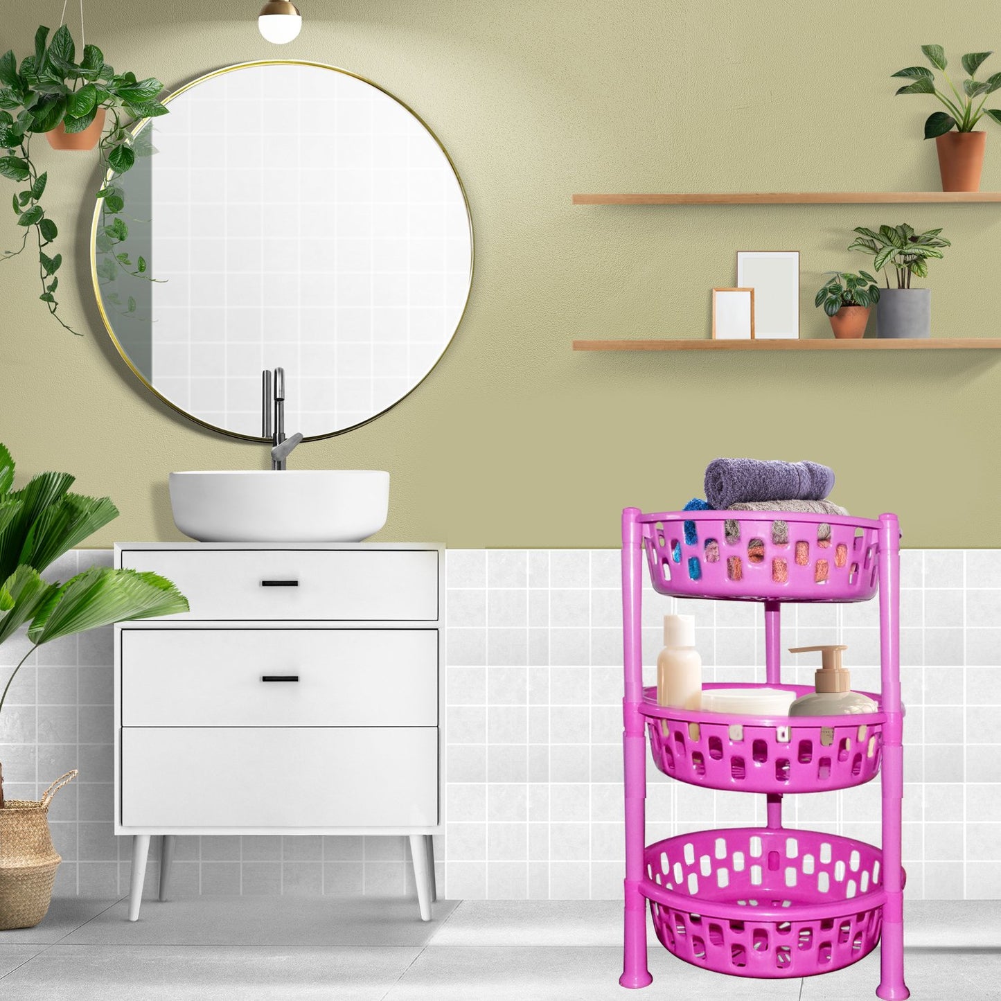 Round Multipurpose Plastic Storage Rack Organiser - Happy Price - Image 4