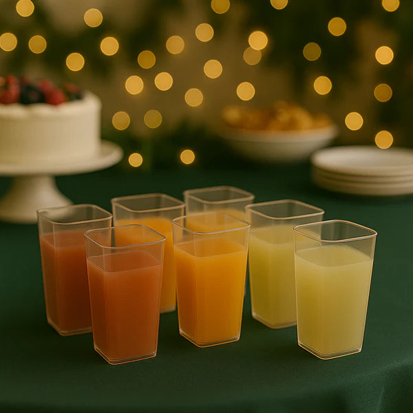 Unbreakable Stylish Transparent Square Design Waterjuicebeerwine Tumbler Plastic Glass Set ( 300 Ml Pack Of 6) - Happy Price - Image 4