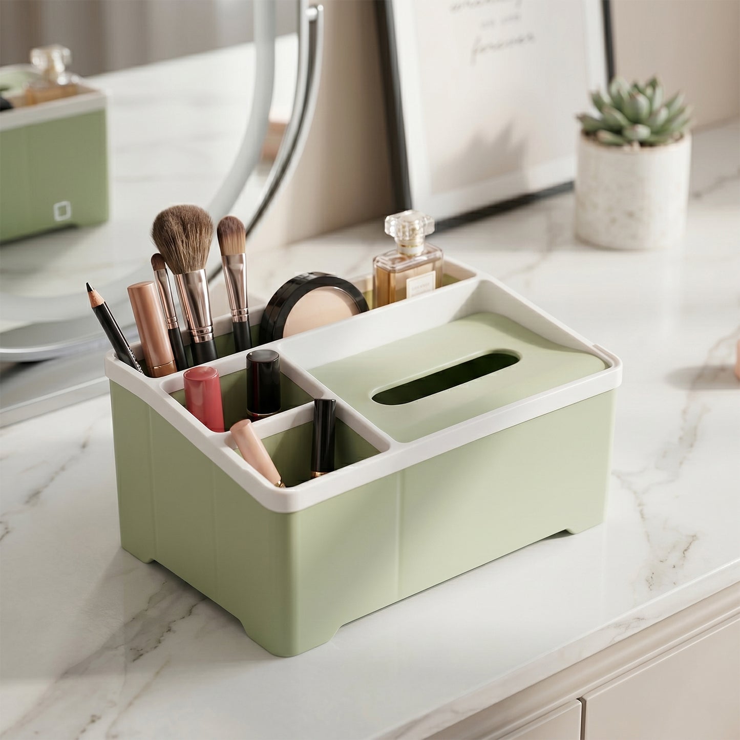 Multipurpose Compartment Storage Box with Tissue Holder - 1 Pc - Happy Price - Image 6