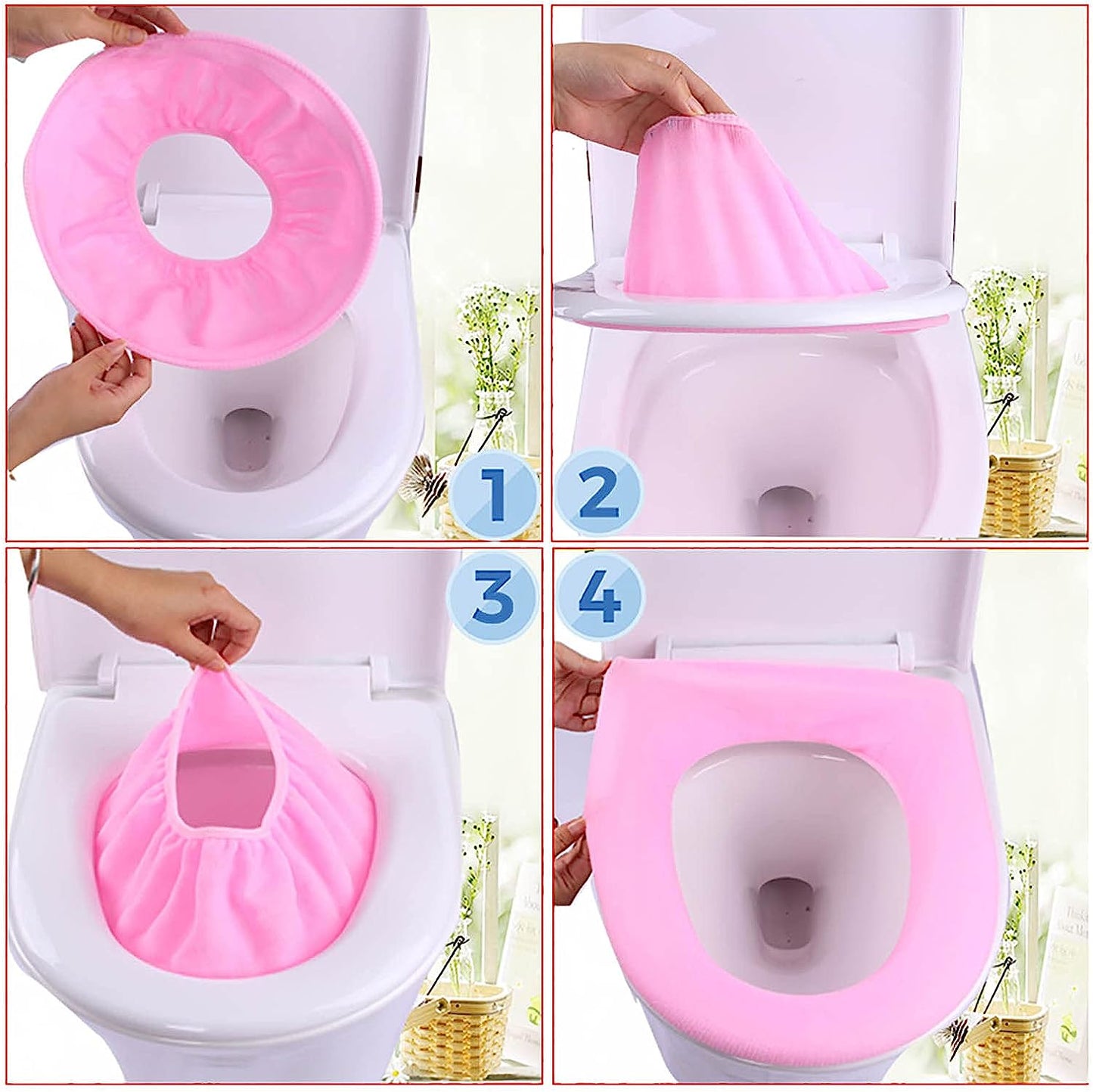 4768 Bathroom Soft Thicker Warmer Stretchable Washable Cloth Toilet Seat Cover Pads (1pc) - Happy Price - Image 3