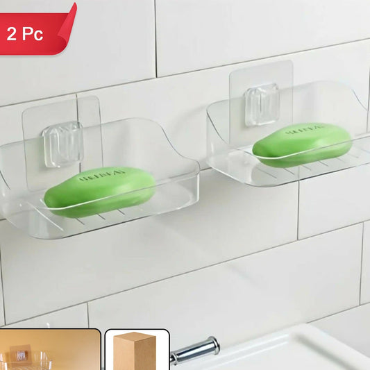 Set of 2 Transparent Wall-Mounted Soap Holders with Suction Cups - Happy Price - Image 1