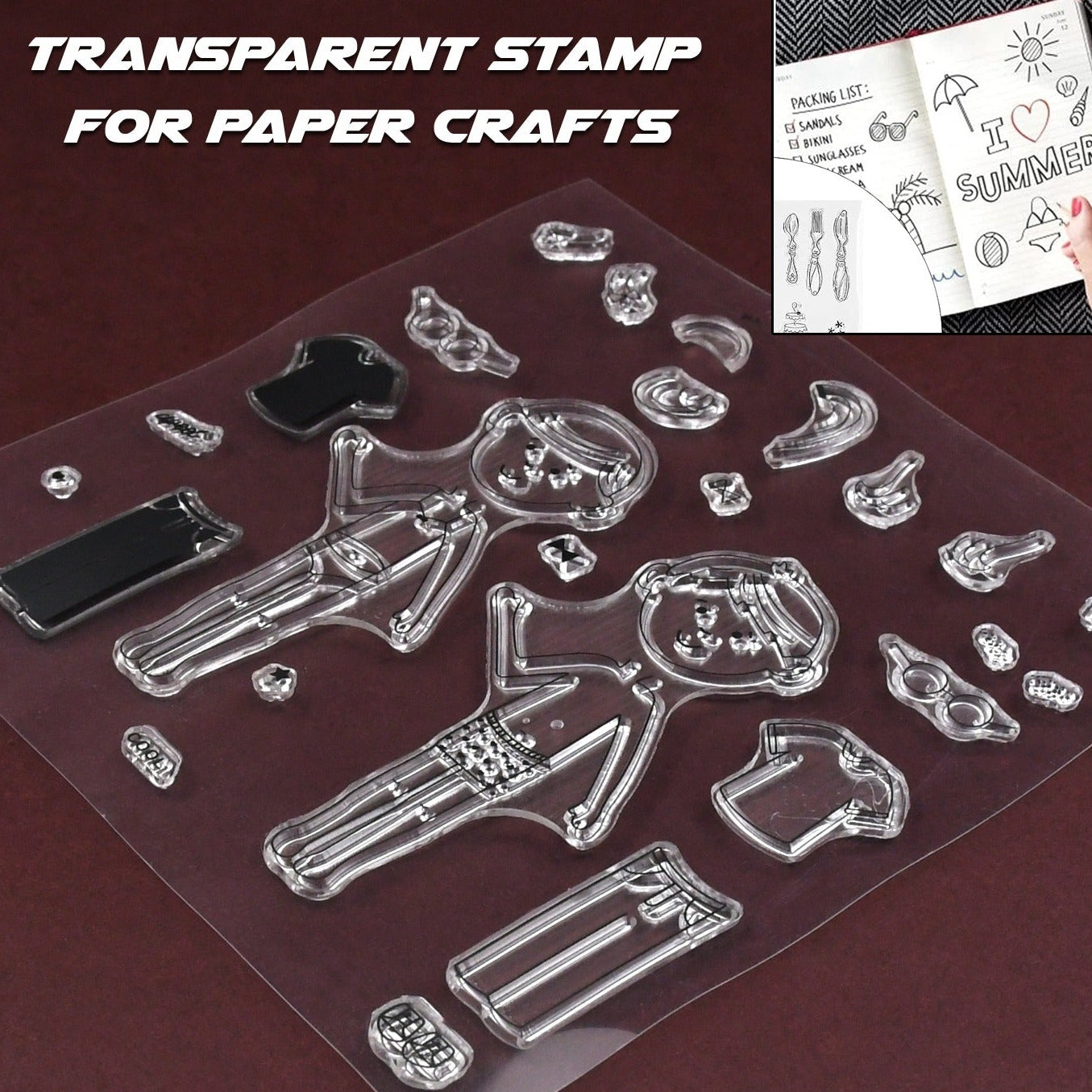 Reusable Rubber Stamp Tpr Stamp Diy Accessories Good Stamping Effect Diy Transparent Stamp Stick Repeatedly For Envelope For Diary For Invitation Letter Photo Album Decoration For Paper Crafts (Mix Design  1 Set) - Happy Price - Image 1