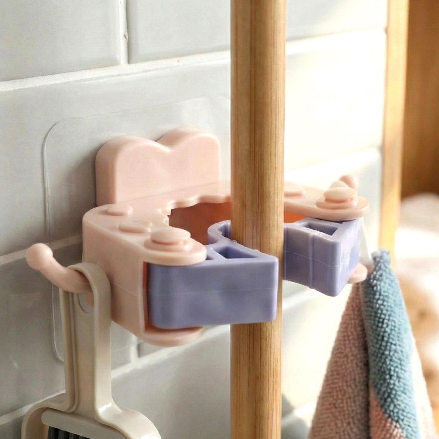 Wall Mounted Broom Mop Holder Clips - 4 Pc Set for Home Organization - Happy Price - Image 3